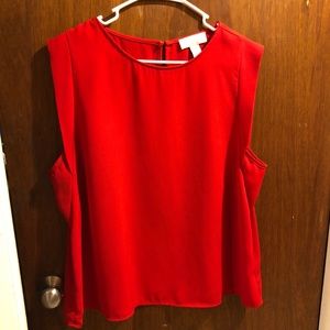 Red sleeveless tank blouse